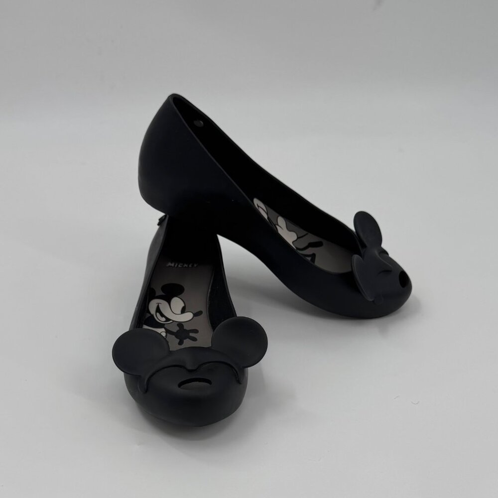 Melissa Mickey & Minnie Mouse Black Peep Toe Flats - Womens Size 5